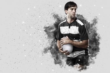 Duman bir patlama dışarı geliyor Rugby oyuncusu.