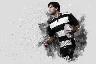 Duman bir patlama dışarı geliyor Rugby oyuncusu.