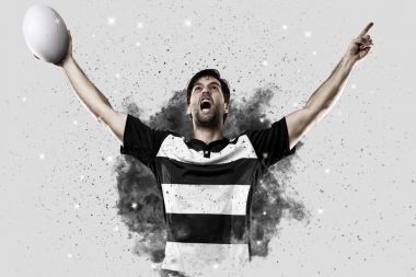 Duman bir patlama dışarı geliyor Rugby oyuncusu.