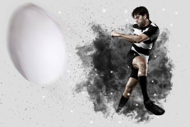 Duman bir patlama dışarı geliyor Rugby oyuncusu.