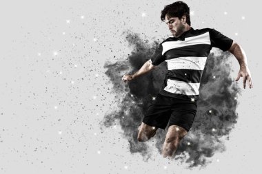 Duman bir patlama dışarı geliyor Rugby oyuncusu.