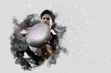 Duman bir patlama dışarı geliyor Rugby oyuncusu.