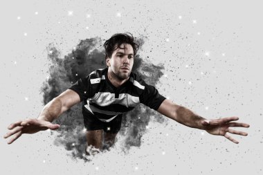 Duman bir patlama dışarı geliyor Rugby oyuncusu.