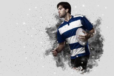 Duman bir patlama dışarı geliyor Rugby oyuncusu.