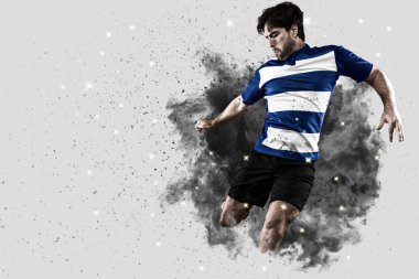 Duman bir patlama dışarı geliyor Rugby oyuncusu.