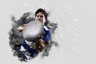 Duman bir patlama dışarı geliyor Rugby oyuncusu.