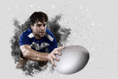 Duman bir patlama dışarı geliyor Rugby oyuncusu.