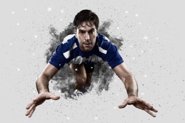 Duman bir patlama dışarı geliyor Rugby oyuncusu.