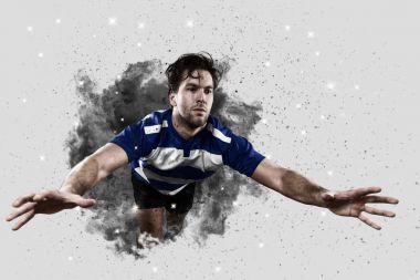 Duman bir patlama dışarı geliyor Rugby oyuncusu.