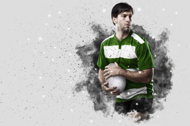 Duman bir patlama dışarı geliyor Rugby oyuncusu.