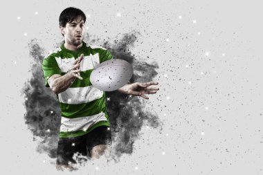 Duman bir patlama dışarı geliyor Rugby oyuncusu.