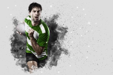 Duman bir patlama dışarı geliyor Rugby oyuncusu.