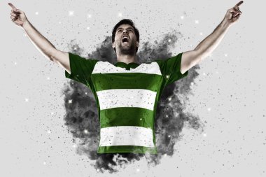 Duman bir patlama dışarı geliyor Rugby oyuncusu.