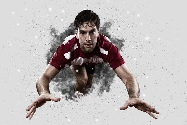 Duman bir patlama dışarı geliyor Rugby oyuncusu.