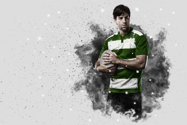 Duman bir patlama dışarı geliyor Rugby oyuncusu.