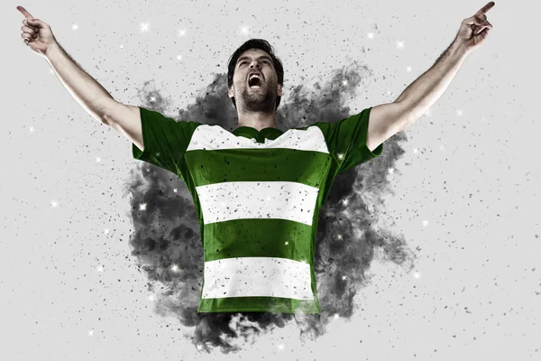 Duman bir patlama dışarı geliyor Rugby oyuncusu.