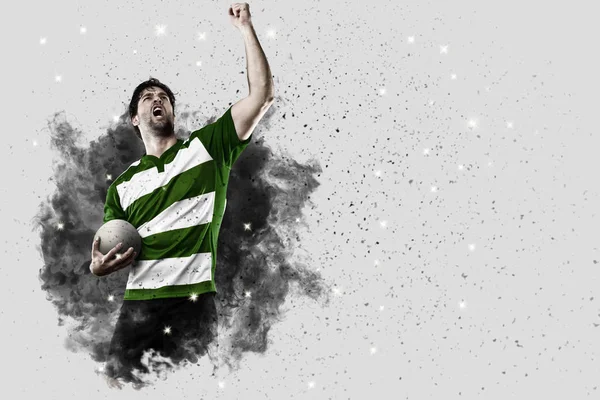 Duman bir patlama dışarı geliyor Rugby oyuncusu.