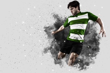 Duman bir patlama dışarı geliyor Rugby oyuncusu.