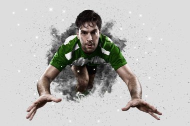 Duman bir patlama dışarı geliyor Rugby oyuncusu.