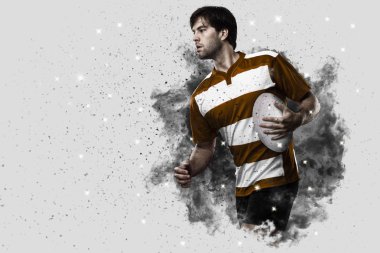 Duman bir patlama dışarı geliyor Rugby oyuncusu.