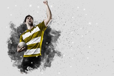 Duman bir patlama dışarı geliyor Rugby oyuncusu.