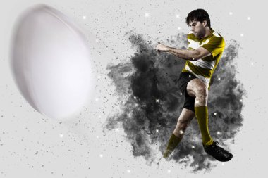 Duman bir patlama dışarı geliyor Rugby oyuncusu.