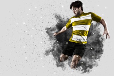 Duman bir patlama dışarı geliyor Rugby oyuncusu.