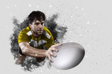 Duman bir patlama dışarı geliyor Rugby oyuncusu.