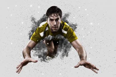 Duman bir patlama dışarı geliyor Rugby oyuncusu.