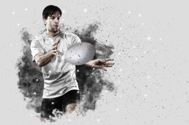 Duman bir patlama dışarı geliyor Rugby oyuncusu.
