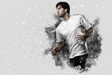 Duman bir patlama dışarı geliyor Rugby oyuncusu.