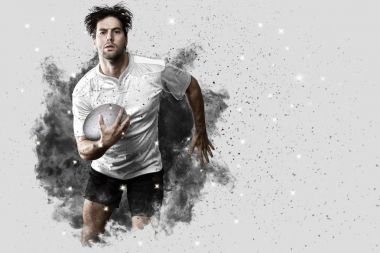 Duman bir patlama dışarı geliyor Rugby oyuncusu.