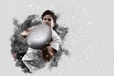 Duman bir patlama dışarı geliyor Rugby oyuncusu.