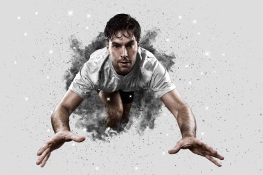 Duman bir patlama dışarı geliyor Rugby oyuncusu.