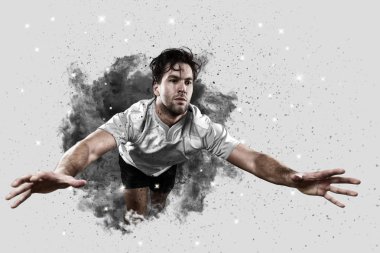 Duman bir patlama dışarı geliyor Rugby oyuncusu.