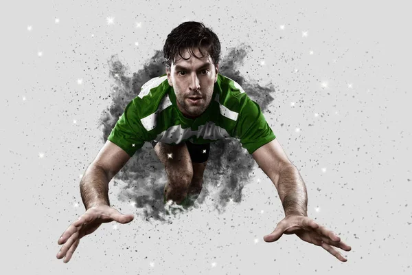 Duman bir patlama dışarı geliyor Rugby oyuncusu.