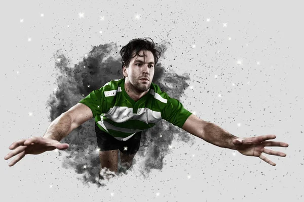 Duman bir patlama dışarı geliyor Rugby oyuncusu.