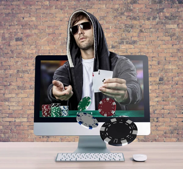 Online pokerový hráč — Stock fotografie