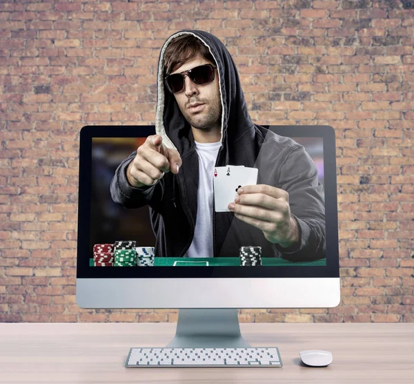Online pokerový hráč — Stock fotografie