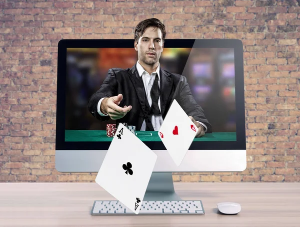 Giocatore di poker online — Foto Stock