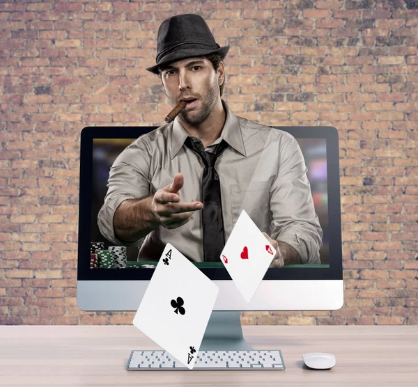 Online poker oyuncusu — Stok fotoğraf