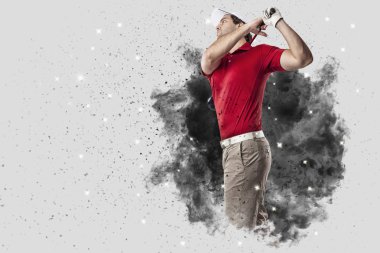 Golf oyuncu duman bir patlama dışarı geliyor