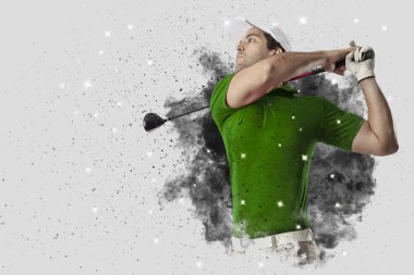 Golf oyuncu duman bir patlama dışarı geliyor