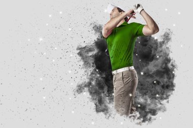 Golf oyuncu duman bir patlama dışarı geliyor