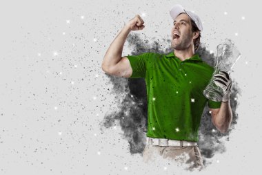 Golf oyuncu duman bir patlama dışarı geliyor