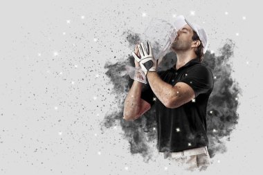 Golf oyuncu duman bir patlama dışarı geliyor