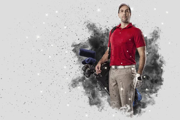 Golf oyuncu duman bir patlama dışarı geliyor