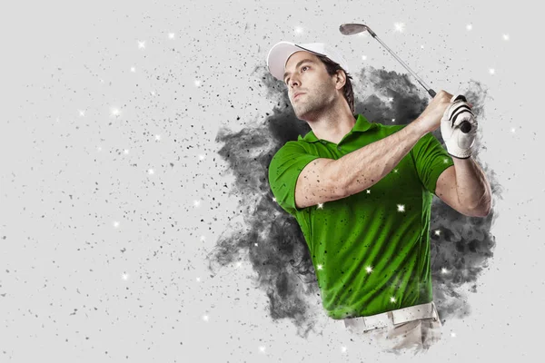 Golf oyuncu duman bir patlama dışarı geliyor