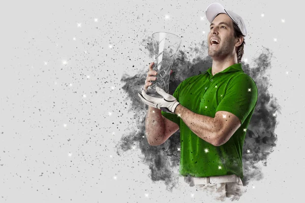 Jugador de golf saliendo de una ráfaga de humo — Foto de Stock