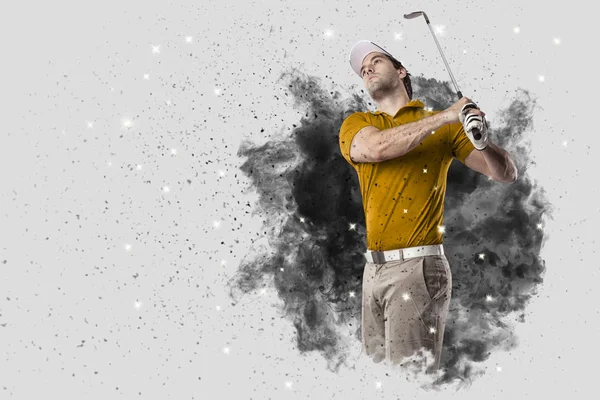 Golf-lejátszó jön ki egy robbanás, füst — Stock Fotó